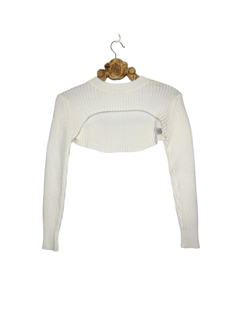 Revolve NBD Sweater Shrug White Ivory Ribbed Knit Mock Neck Pullover Small